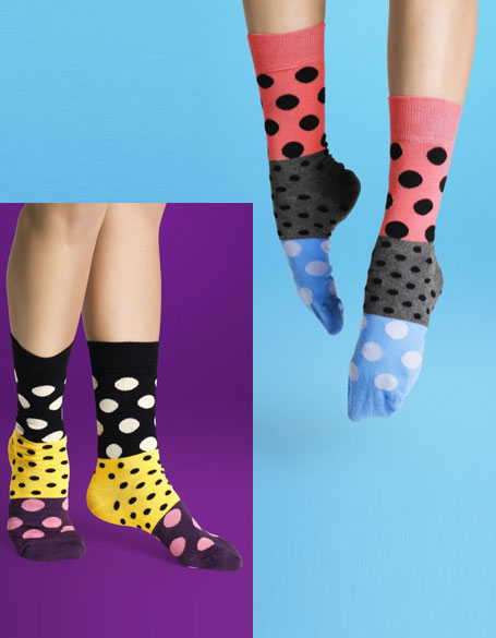 Chaussettes multicolores à pois